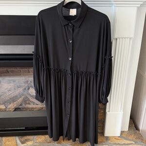ON HOLD**** Black Button-Front Women's Shirt Dress